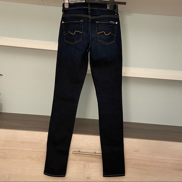 7 For All Mankind Slim Illusion Mid Rise Roxanne Skinny Jeans Classic Dark - Picture 3 of 14